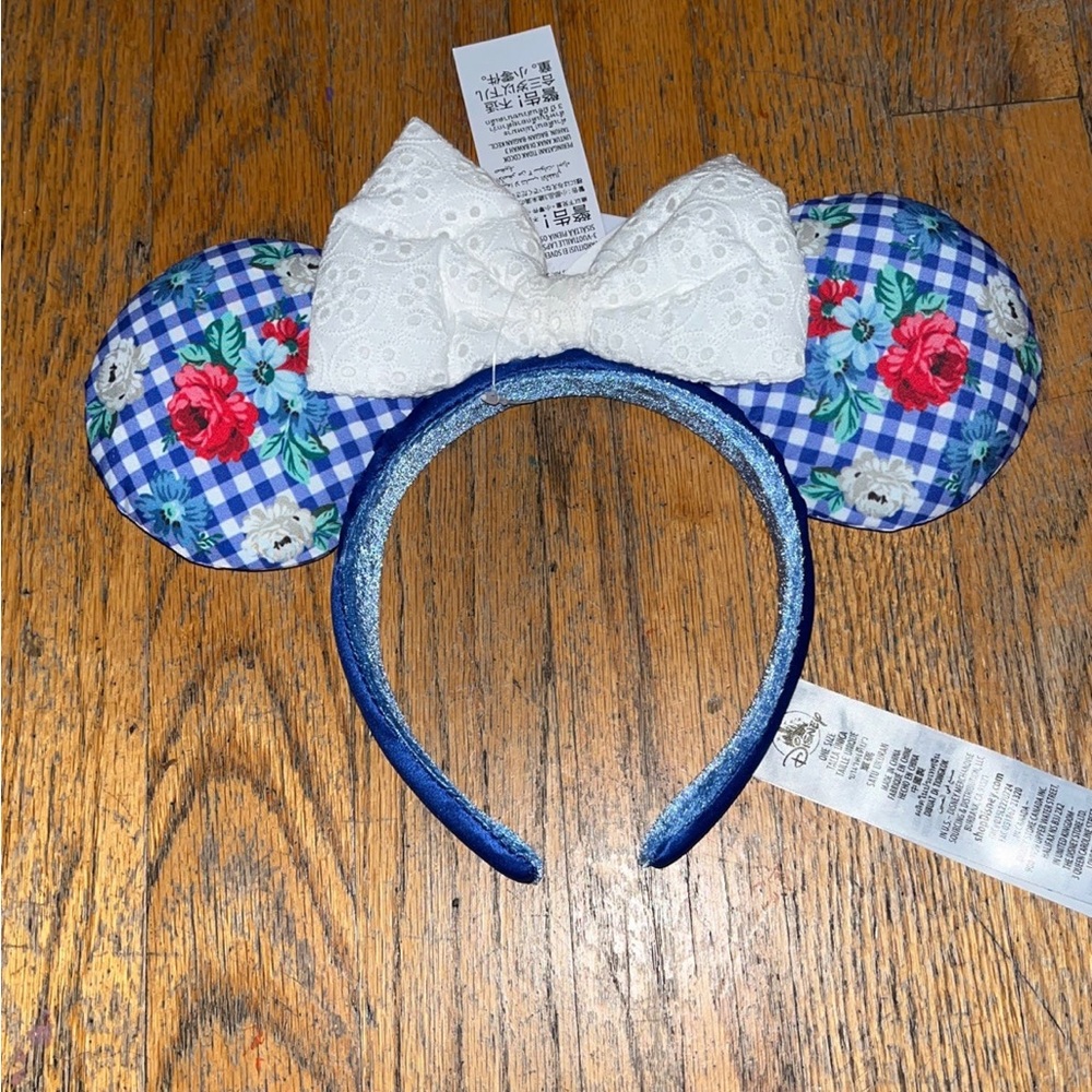 Disney parks gingham blue Minnie Mouse ears